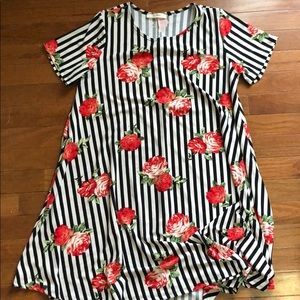 Black Striped floral dress